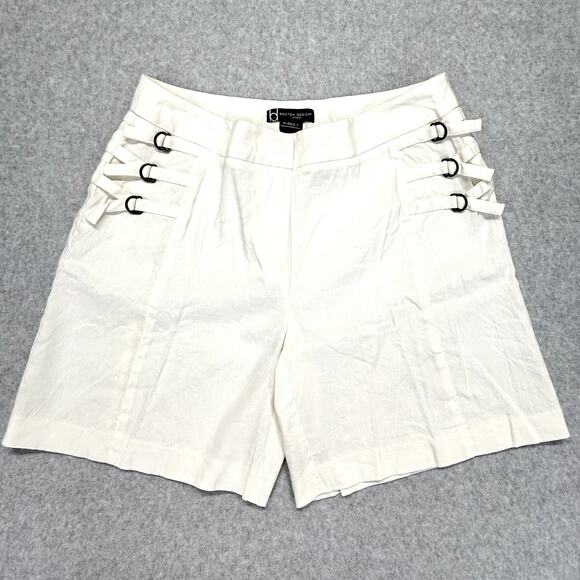Boston Design Studio Linen Blend Shorts Womens 6 Ecru 28" W Semi Sheer 7" Inseam - Picture 1 of 16